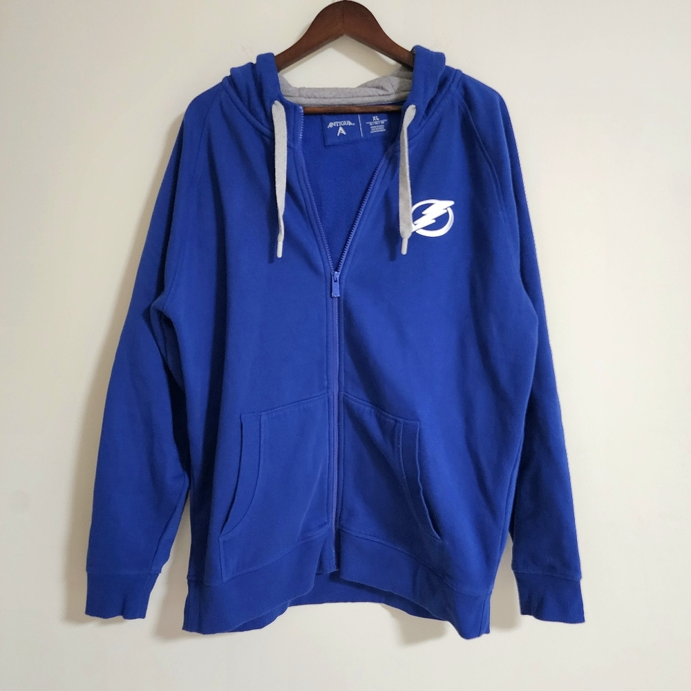 Tampa Bay Lightning Men's Blue Antigua Zip-Up Hoodie Sweater XL Athliesure Sport